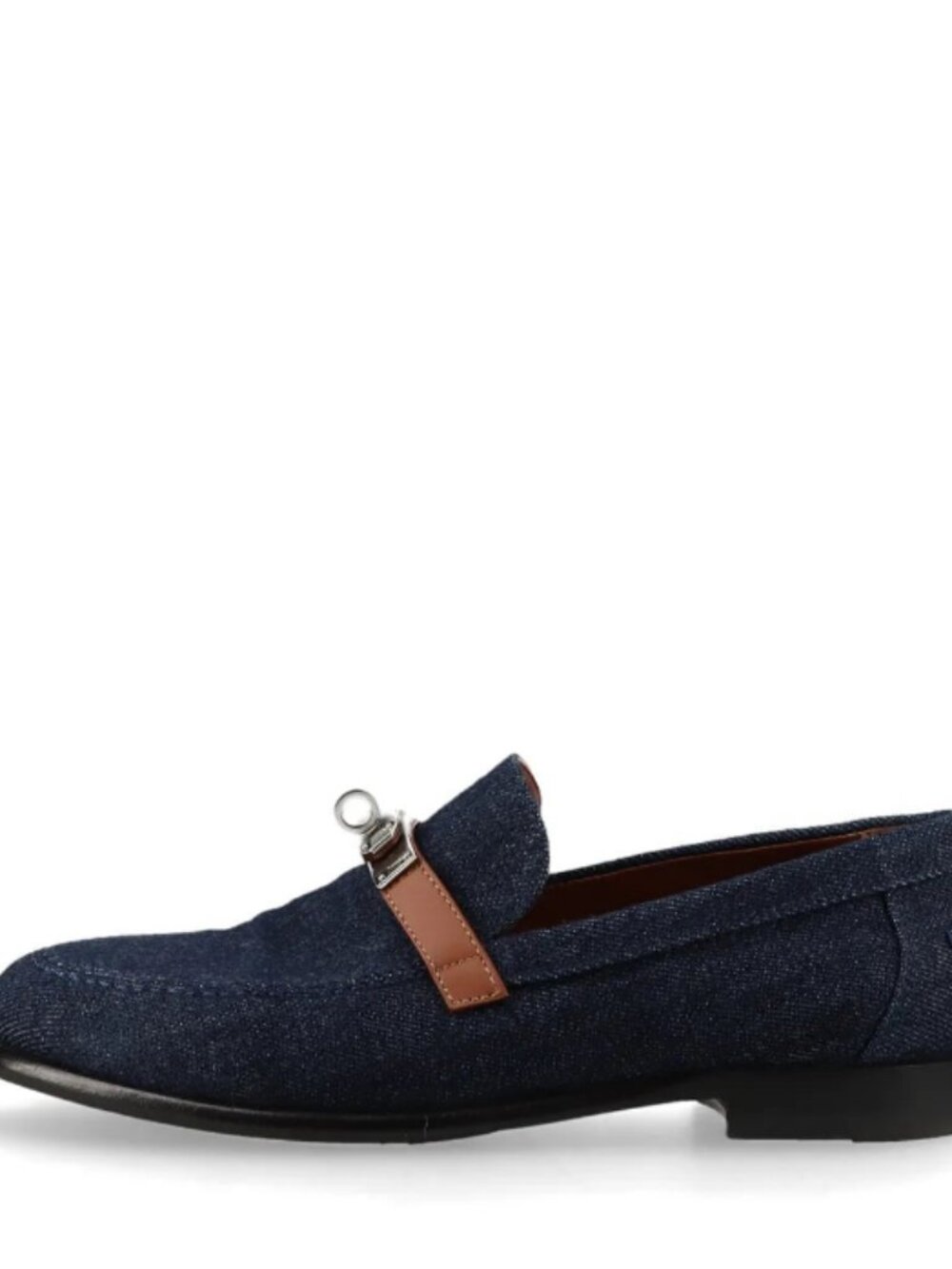 Hermès Kelly Denim Leather Loafer Navy x Brown